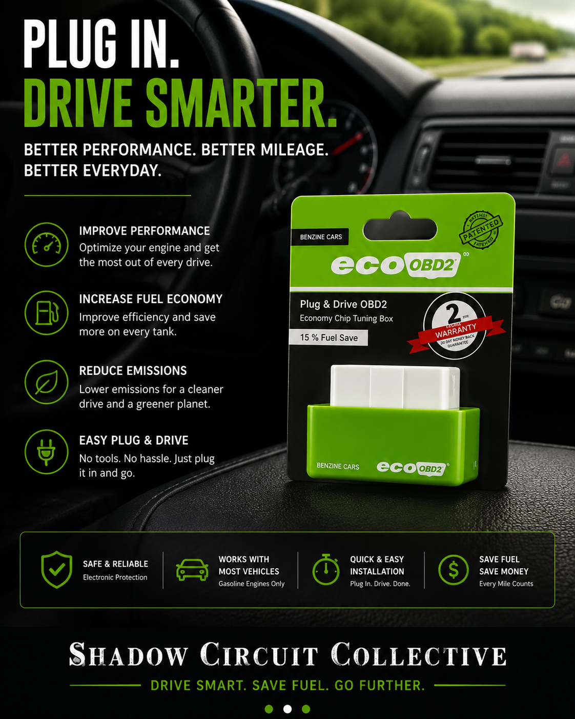 Plug & Drive OBD2 Performance Chip Tuning Module | Fuel Saver & Engine Performance Enhancer for Gas and Diesel Vehicles