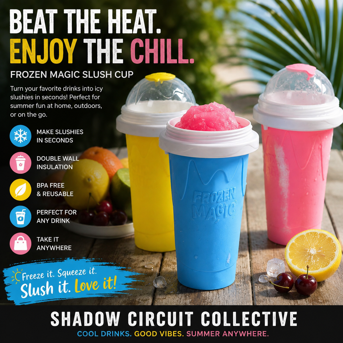 Frozen Magic Slush Cup DIY Instant Slushy Maker Cup | Reusable Frozen Smoothie & Milkshake Cup