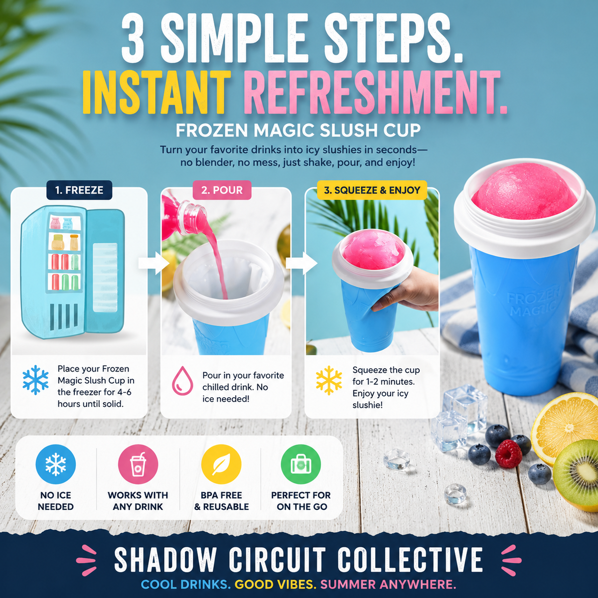 Frozen Magic Slush Cup DIY Instant Slushy Maker Cup | Reusable Frozen Smoothie & Milkshake Cup