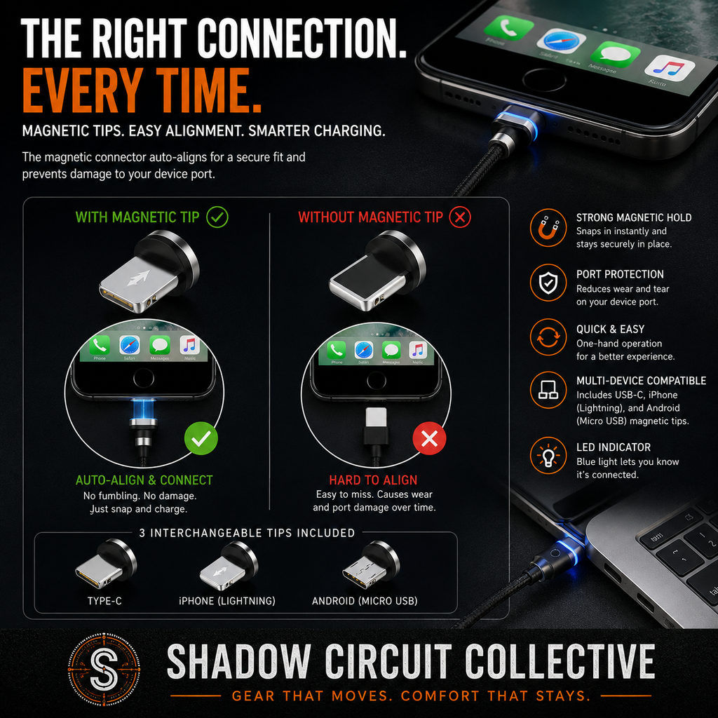 Stop Replacing Broken Charging Cables | 3-in-1 Magnetic Fast Charger Magnetic Cable LED Magnet Charger Cable USB Cable & USB Type-C USB C