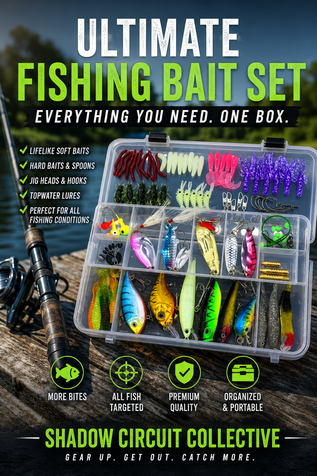 Never Get Skunked Again | 137-Piece Fishing Lure & Tackle Kit with Soft Baits, Hard Lures, Hooks & Terminal Tackle