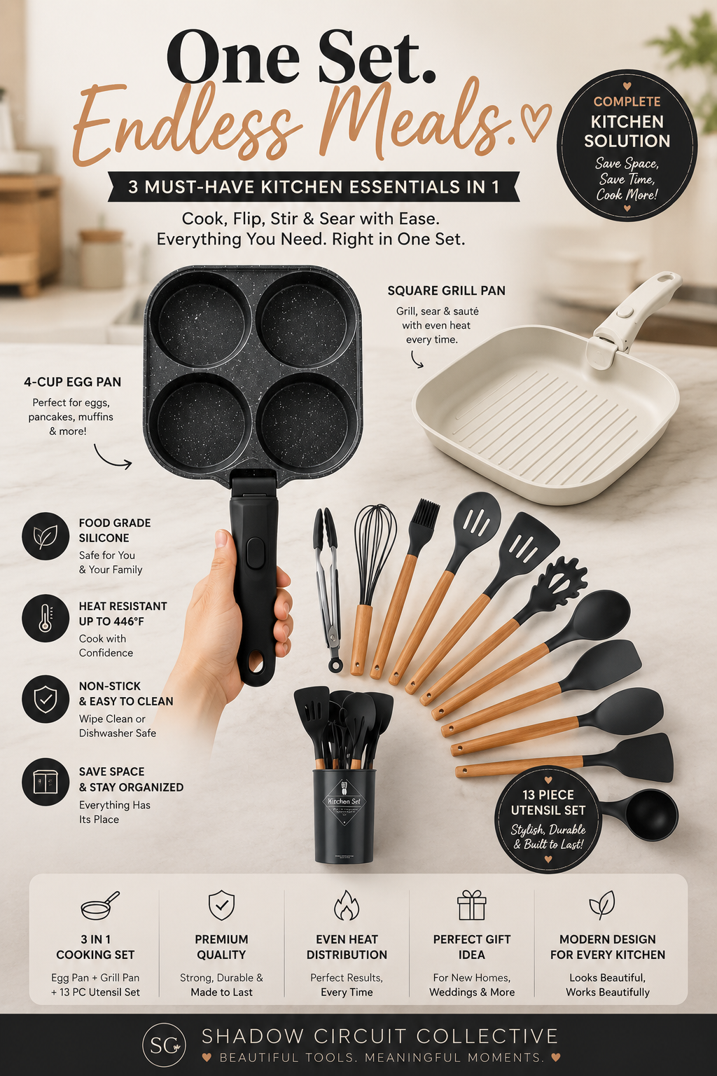 Stop Ruining Your Cookware | Premium 12-Piece Teal Silicone Kitchen Utensil Set with Wooden Handles & Holder | Heat Resistant Cooking Tools