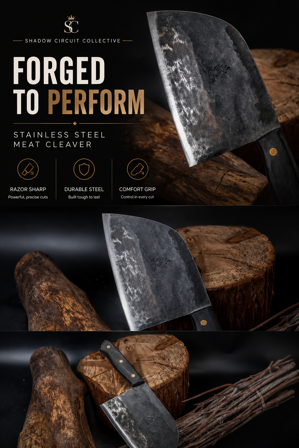 Stop Struggling with Tough Cuts | Hand-Forged Stainless Steel Meat Cleaver for Meat, Bones & BBQ