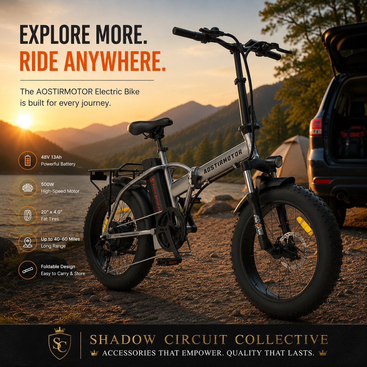 Conquer Every Trail Without Sacrificing Storage | Foldable Fat Tire Electric Bike