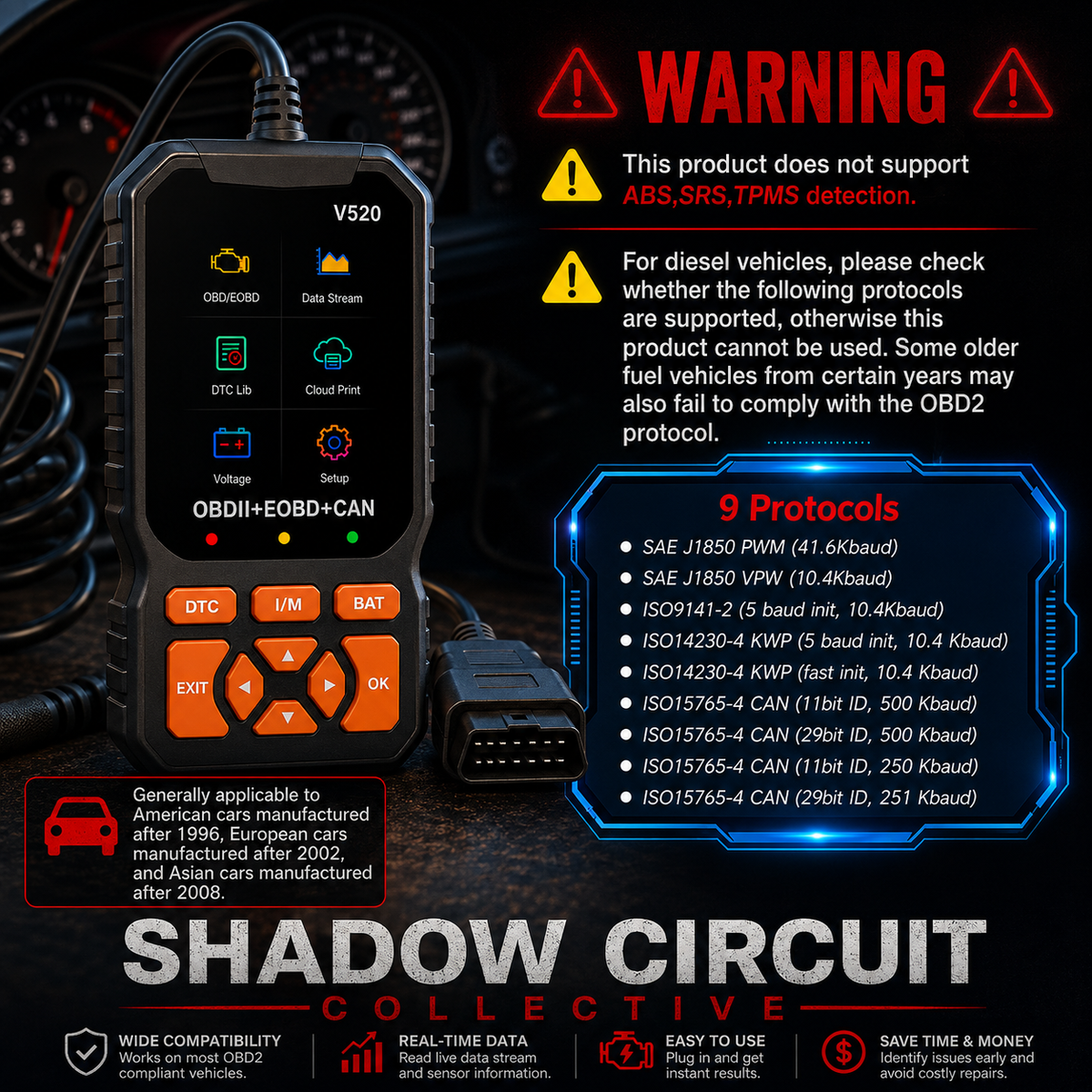 Stop Guessing What’s Wrong With Your Car. Diagnose It Yourself in Minutes. 2026 V520 OBD2 Scanner with Live Data & Battery Health Check