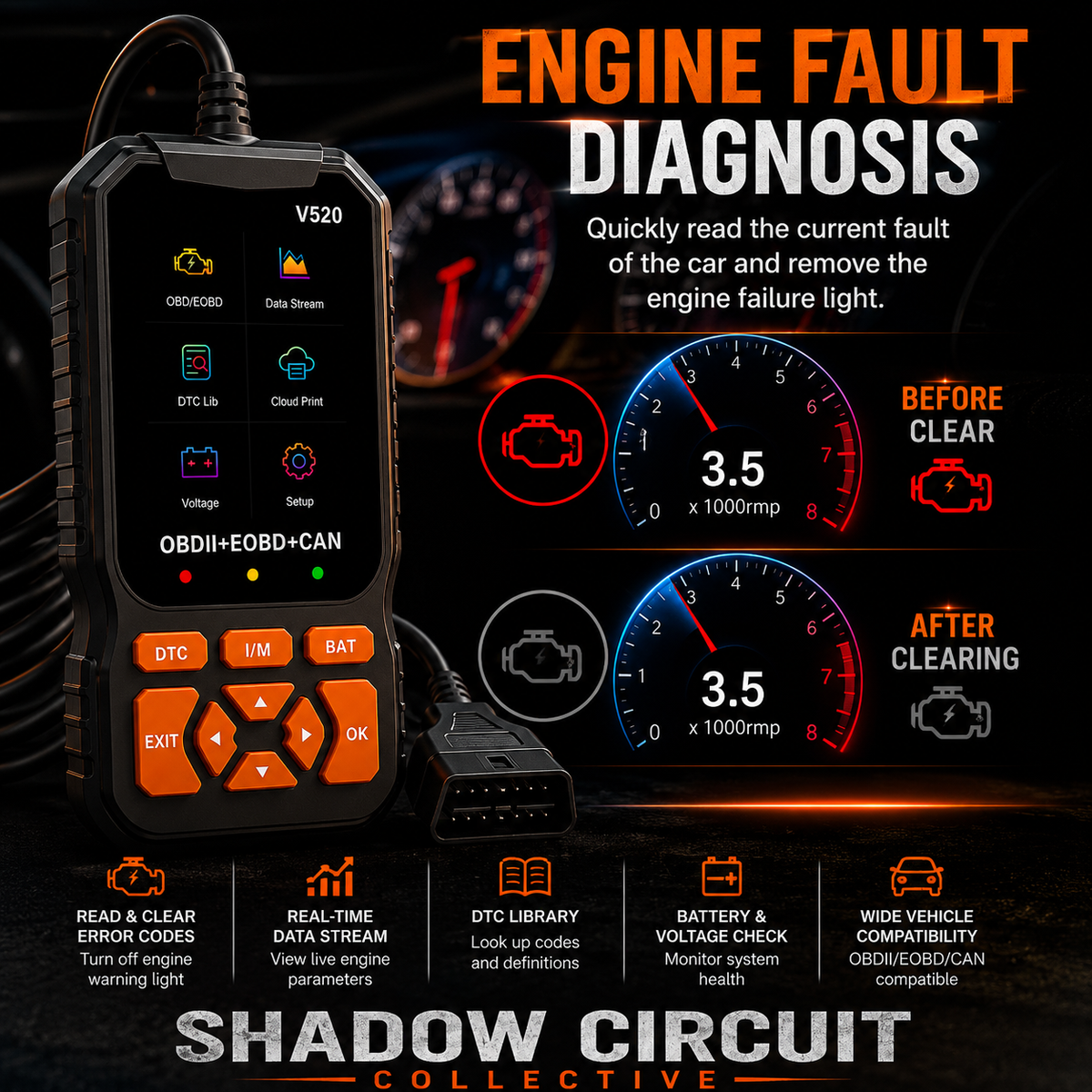 Stop Guessing What’s Wrong With Your Car. Diagnose It Yourself in Minutes. 2026 V520 OBD2 Scanner with Live Data & Battery Health Check