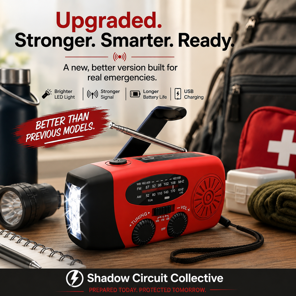 Stay Powered When the Grid Goes Down | Compact Solar Hand-Crank Emergency Radio