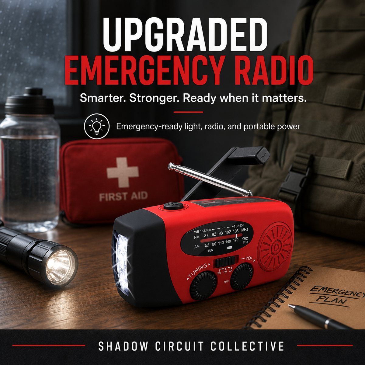 Stay Powered When the Grid Goes Down | Compact Solar Hand-Crank Emergency Radio