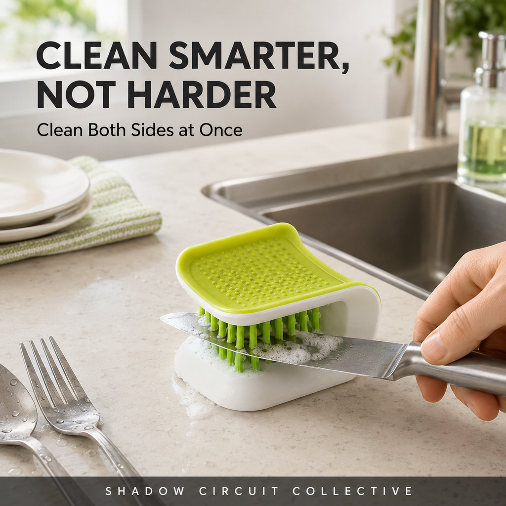 Clean Sharp Blades with Less Hand Contact – U-Shaped Knife & Cutlery Cleaning Brush
