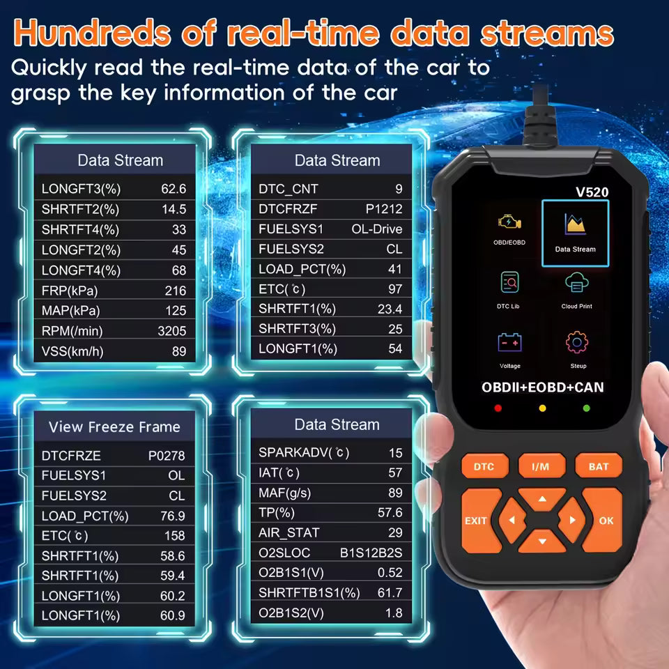 Stop Guessing What’s Wrong With Your Car. Diagnose It Yourself in Minutes. 2026 V520 OBD2 Scanner with Live Data & Battery Health Check
