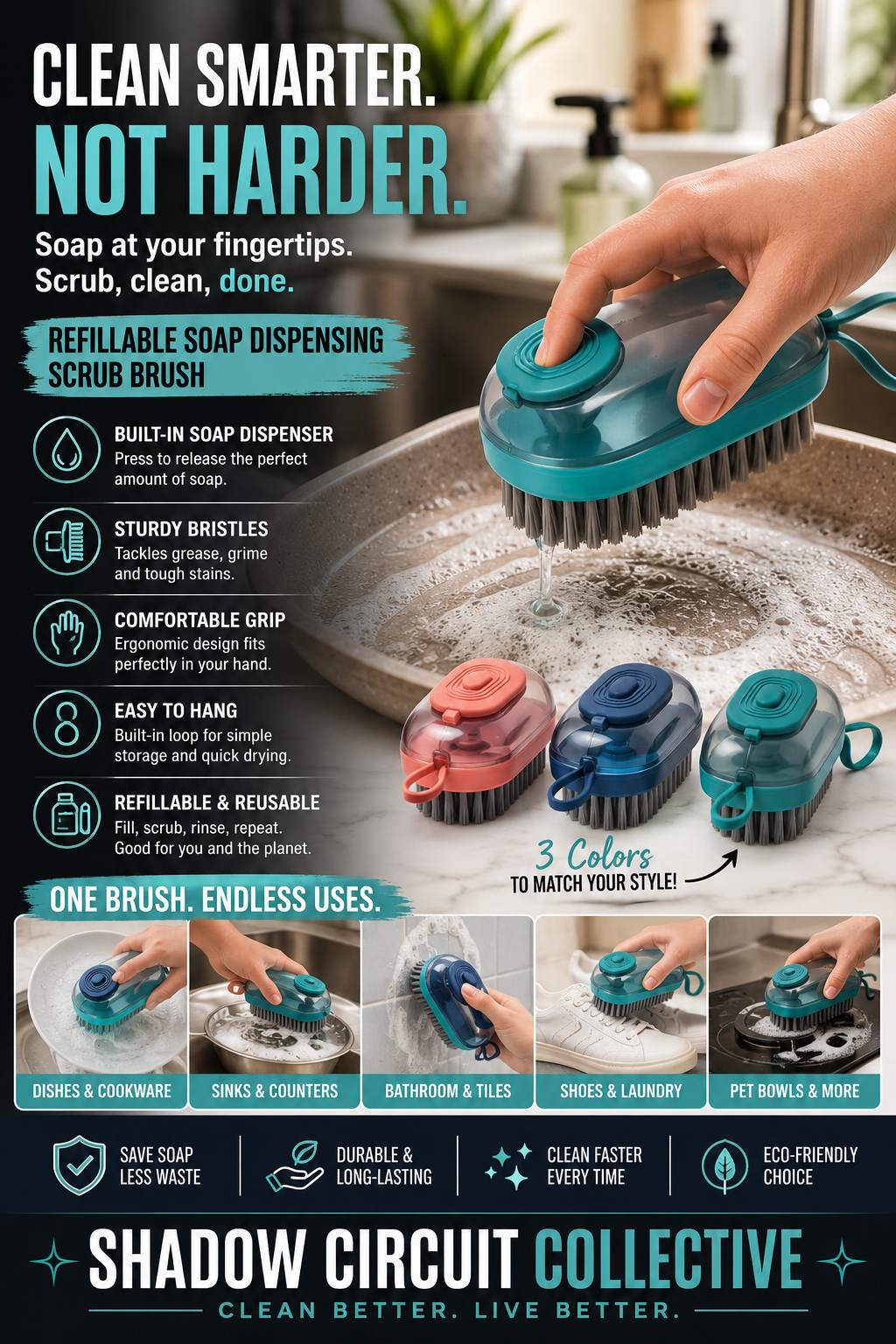 Multifunctional Automatic Liquid Cleaning Brush Soft Shoe Brush Clean Wash Shoe Artifact Laundry Brush Household Brush Clothes