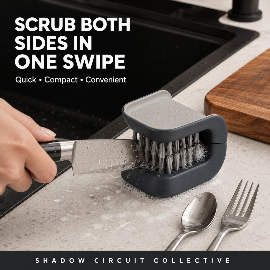 Clean Sharp Blades with Less Hand Contact – U-Shaped Knife & Cutlery Cleaning Brush