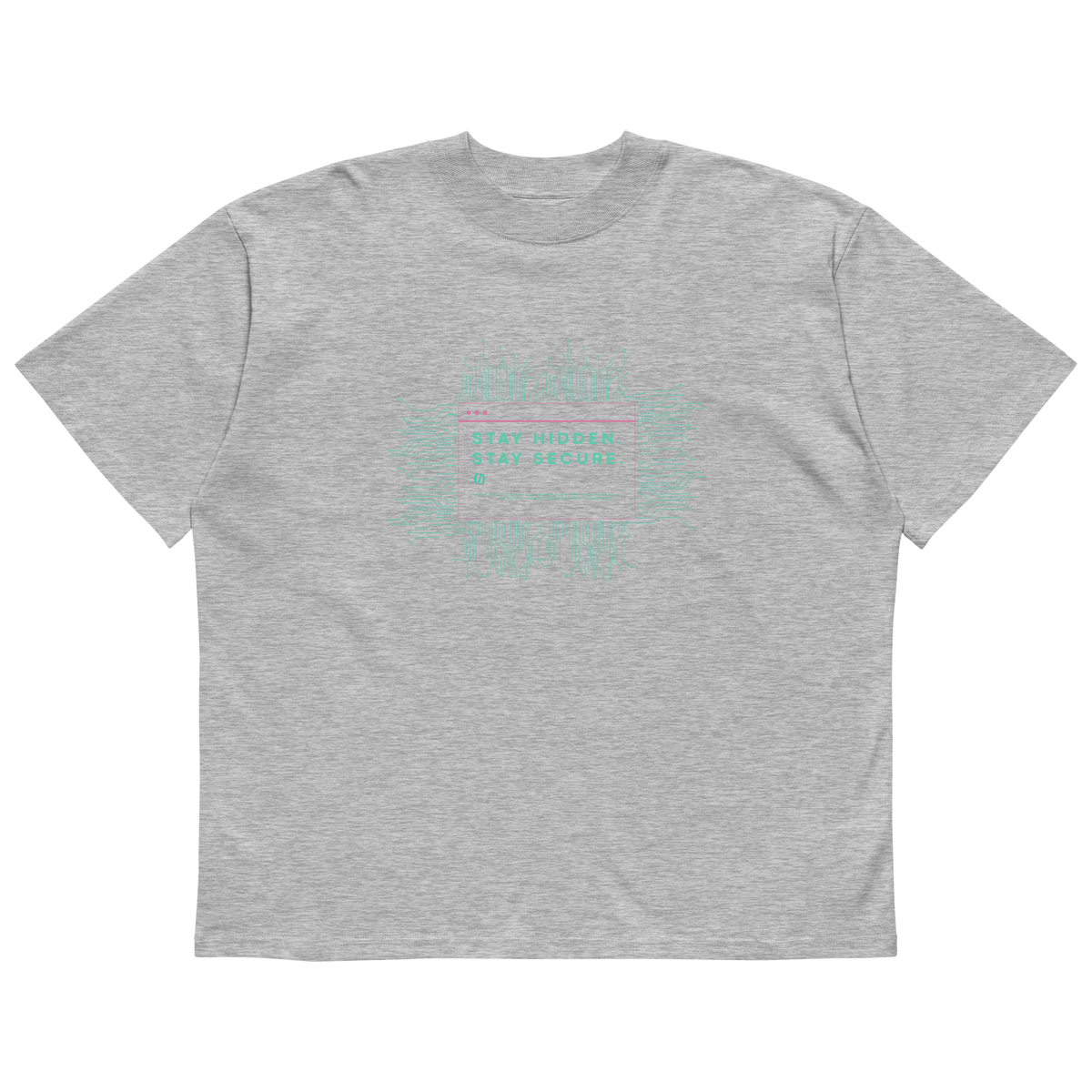 STS “Stay Hidden Stay Secure” Cybersecurity Oversized Organic High-Neck T-Shirt