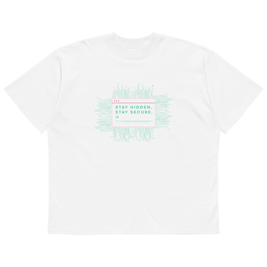 STS “Stay Hidden Stay Secure” Cybersecurity Oversized Organic High-Neck T-Shirt